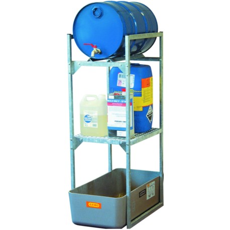 Regal mit Fass-und Gitterrostauflage