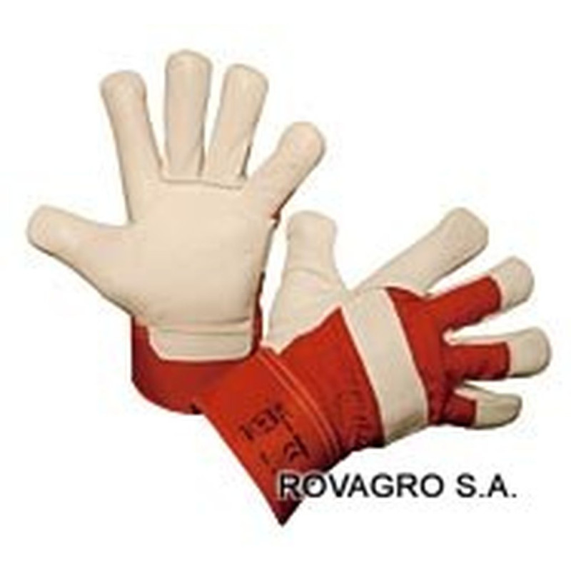 Gants de travail rouge et blanc en cuir